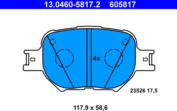 ATE 13.0460-5817.2 - Kit de plaquettes de frein, frein à disque cwaw.fr