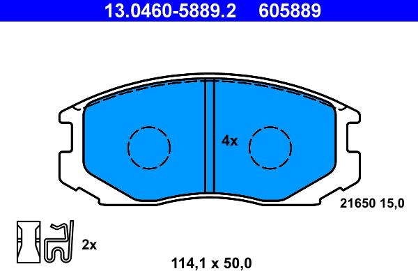 ATE 13.0460-5889.2 - Kit de plaquettes de frein, frein à disque cwaw.fr