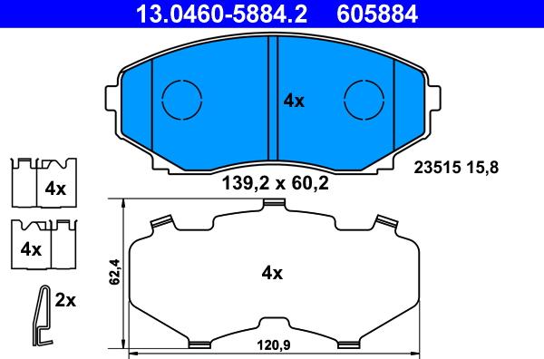 ATE 13.0460-5884.2 - Kit de plaquettes de frein, frein à disque cwaw.fr