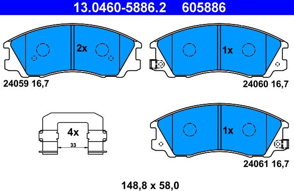 ATE 13.0460-5886.2 - Kit de plaquettes de frein, frein à disque cwaw.fr