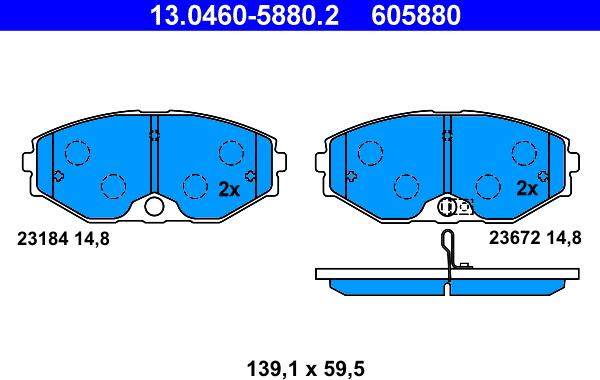 ATE 13.0460-5880.2 - Kit de plaquettes de frein, frein à disque cwaw.fr