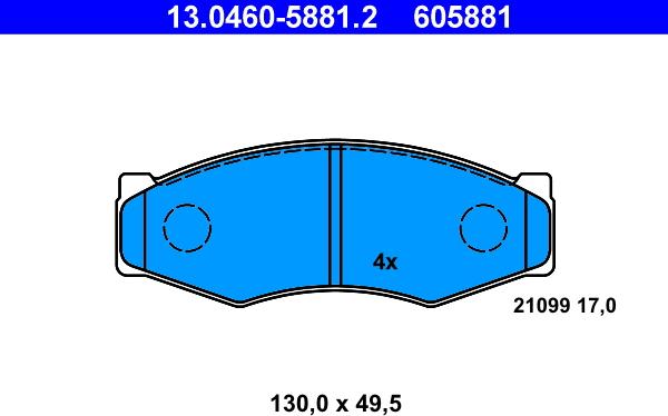 ATE 13.0460-5881.2 - Kit de plaquettes de frein, frein à disque cwaw.fr