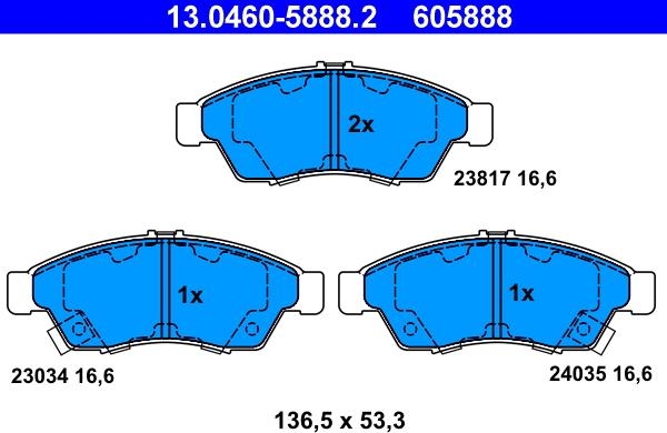 ATE 13.0460-5888.2 - Kit de plaquettes de frein, frein à disque cwaw.fr