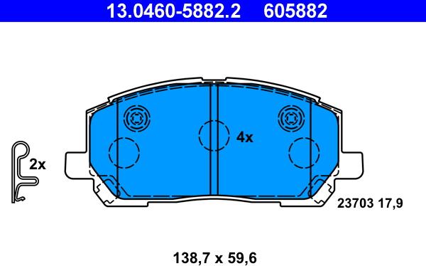 ATE 13.0460-5882.2 - Kit de plaquettes de frein, frein à disque cwaw.fr