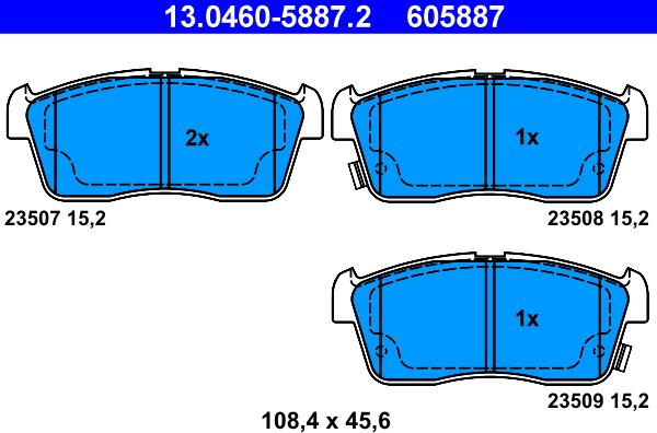 ATE 13.0460-5887.2 - Kit de plaquettes de frein, frein à disque cwaw.fr