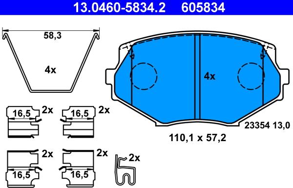 ATE 13.0460-5834.2 - Kit de plaquettes de frein, frein à disque cwaw.fr