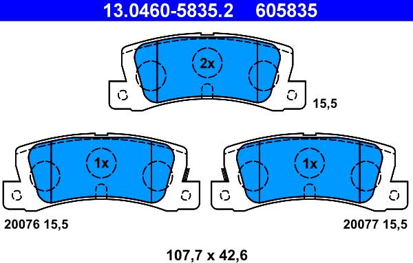 ATE 13.0460-5835.2 - Kit de plaquettes de frein, frein à disque cwaw.fr