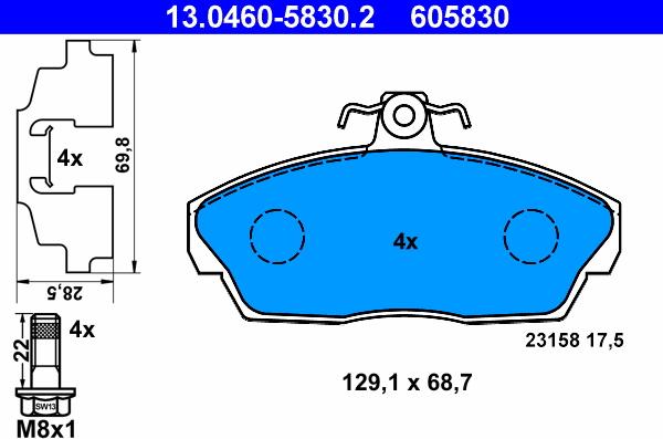 ATE 13.0460-5830.2 - Kit de plaquettes de frein, frein à disque cwaw.fr