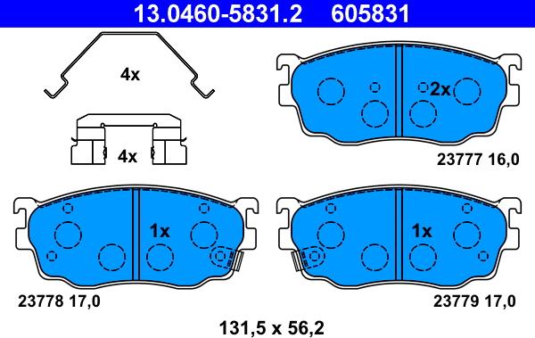 ATE 13.0460-5831.2 - Kit de plaquettes de frein, frein à disque cwaw.fr