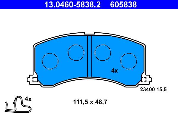 ATE 13.0460-5838.2 - Kit de plaquettes de frein, frein à disque cwaw.fr