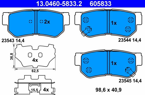 ATE 13.0460-5833.2 - Kit de plaquettes de frein, frein à disque cwaw.fr