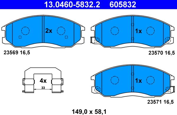 ATE 13.0460-5832.2 - Kit de plaquettes de frein, frein à disque cwaw.fr