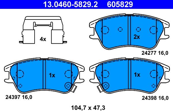 ATE 13.0460-5829.2 - Kit de plaquettes de frein, frein à disque cwaw.fr