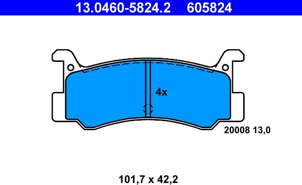 ATE 13.0460-5824.2 - Kit de plaquettes de frein, frein à disque cwaw.fr