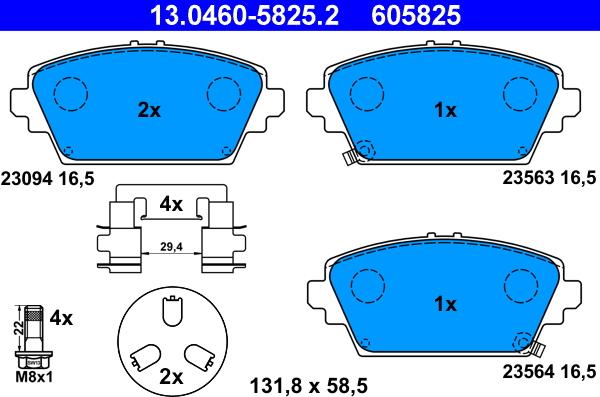 ATE 13.0460-5825.2 - Kit de plaquettes de frein, frein à disque cwaw.fr