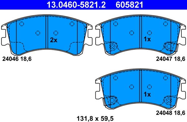 ATE 13.0460-5821.2 - Kit de plaquettes de frein, frein à disque cwaw.fr