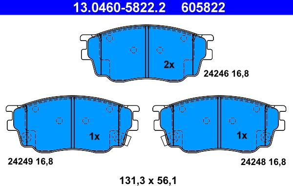 ATE 13.0460-5822.2 - Kit de plaquettes de frein, frein à disque cwaw.fr