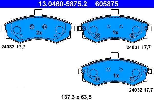 ATE 13.0460-5875.2 - Kit de plaquettes de frein, frein à disque cwaw.fr