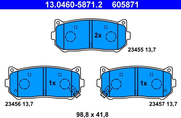 ATE 13.0460-5871.2 - Kit de plaquettes de frein, frein à disque cwaw.fr