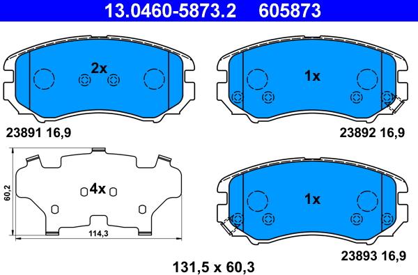 ATE 13.0460-5873.2 - Kit de plaquettes de frein, frein à disque cwaw.fr