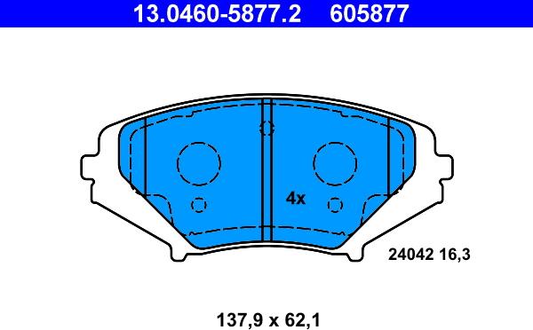 ATE 13.0460-5877.2 - Kit de plaquettes de frein, frein à disque cwaw.fr