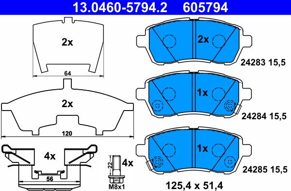 ATE 13.0460-5794.2 - Kit de plaquettes de frein, frein à disque cwaw.fr