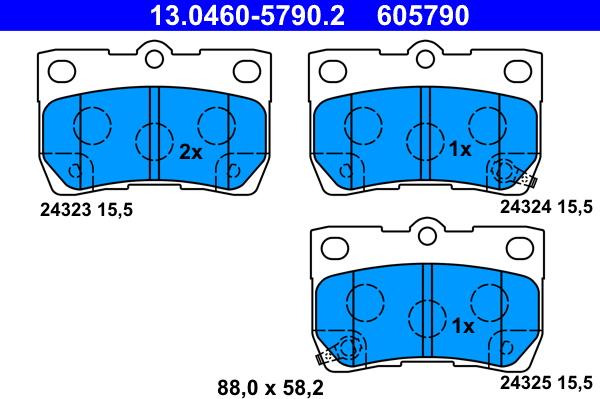 ATE 13.0460-5790.2 - Kit de plaquettes de frein, frein à disque cwaw.fr