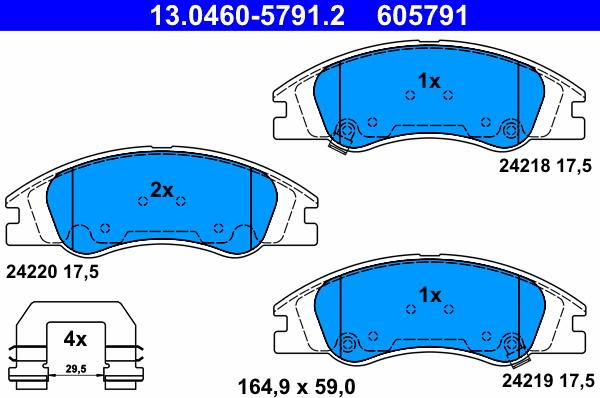 ATE 13.0460-5791.2 - Kit de plaquettes de frein, frein à disque cwaw.fr