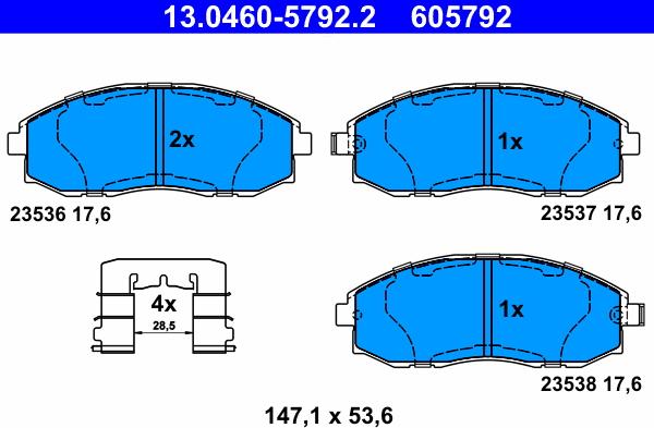 ATE 13.0460-5792.2 - Kit de plaquettes de frein, frein à disque cwaw.fr