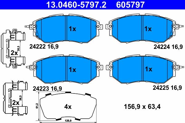 ATE 13.0460-5797.2 - Kit de plaquettes de frein, frein à disque cwaw.fr