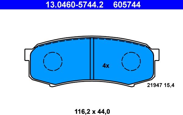 ATE 13.0460-5744.2 - Kit de plaquettes de frein, frein à disque cwaw.fr