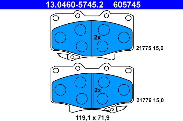 ATE 13.0460-5745.2 - Kit de plaquettes de frein, frein à disque cwaw.fr