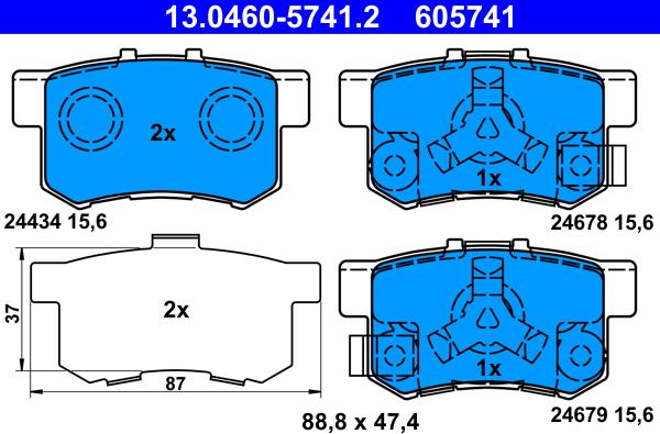 ATE 13.0460-5741.2 - Kit de plaquettes de frein, frein à disque cwaw.fr