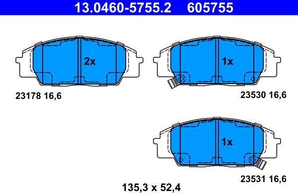 ATE 13.0460-5755.2 - Kit de plaquettes de frein, frein à disque cwaw.fr