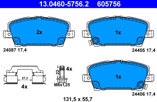 ATE 13.0460-5756.2 - Kit de plaquettes de frein, frein à disque cwaw.fr