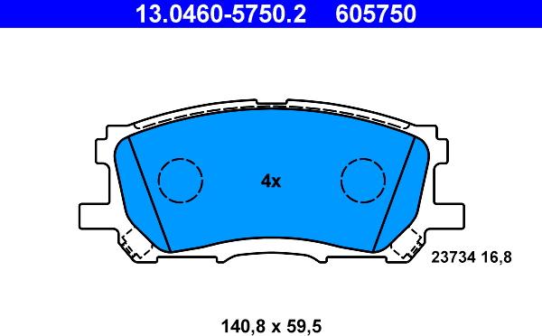 ATE 13.0460-5750.2 - Kit de plaquettes de frein, frein à disque cwaw.fr