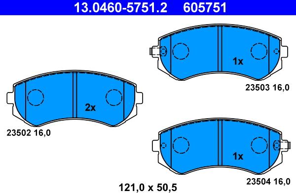 ATE 13.0460-5751.2 - Kit de plaquettes de frein, frein à disque cwaw.fr