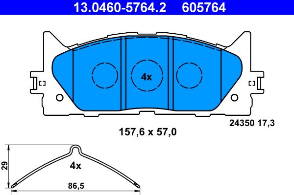 ATE 13.0460-5764.2 - Kit de plaquettes de frein, frein à disque cwaw.fr