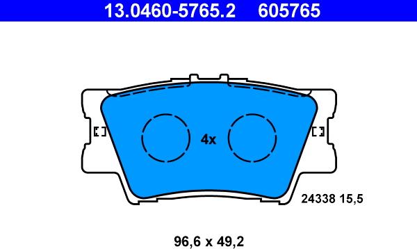 ATE 13.0460-5765.2 - Kit de plaquettes de frein, frein à disque cwaw.fr