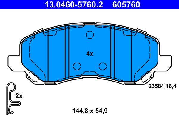 ATE 13.0460-5760.2 - Kit de plaquettes de frein, frein à disque cwaw.fr