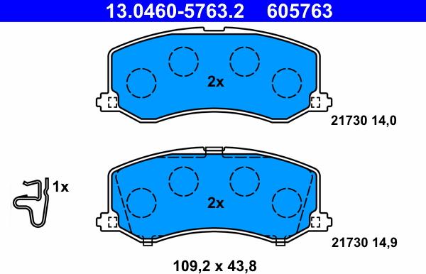 ATE 13.0460-5763.2 - Kit de plaquettes de frein, frein à disque cwaw.fr