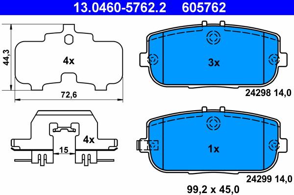 ATE 13.0460-5762.2 - Kit de plaquettes de frein, frein à disque cwaw.fr