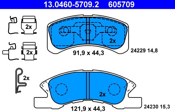 ATE 13.0460-5709.2 - Kit de plaquettes de frein, frein à disque cwaw.fr