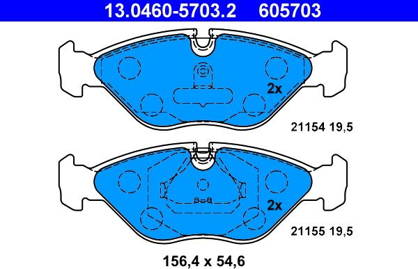 ATE 13.0460-5703.2 - Kit de plaquettes de frein, frein à disque cwaw.fr