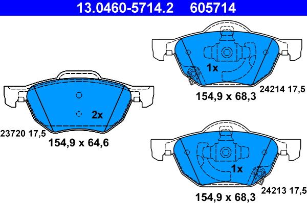 ATE 13.0460-5714.2 - Kit de plaquettes de frein, frein à disque cwaw.fr