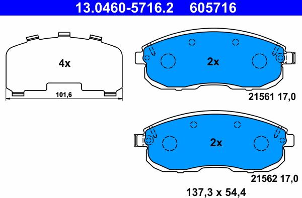 ATE 13.0460-5716.2 - Kit de plaquettes de frein, frein à disque cwaw.fr