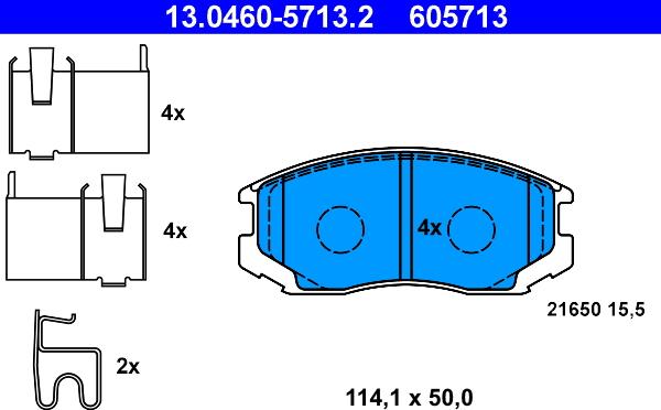 ATE 13.0460-5713.2 - Kit de plaquettes de frein, frein à disque cwaw.fr