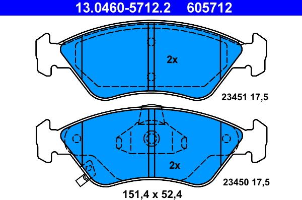 ATE 13.0460-5712.2 - Kit de plaquettes de frein, frein à disque cwaw.fr