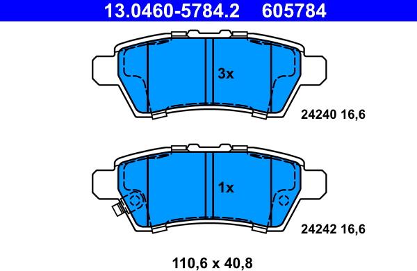 ATE 13.0460-5784.2 - Kit de plaquettes de frein, frein à disque cwaw.fr