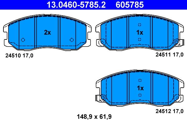 ATE 13.0460-5785.2 - Kit de plaquettes de frein, frein à disque cwaw.fr